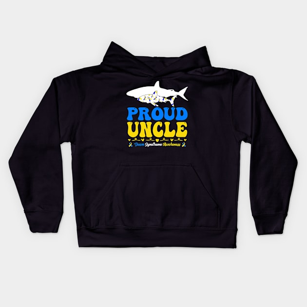 Proud Uncle World Down Syndrome Awareness Day Shark Kids Hoodie by inksplashcreations